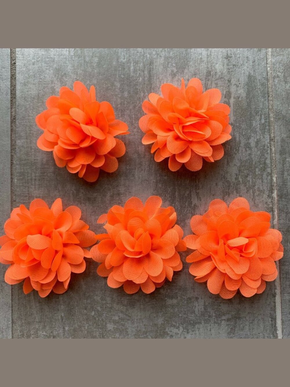 Handmade Set of 5 Chiffon Flower Fridge Refrigerator Magnets Boho Decor N Orange